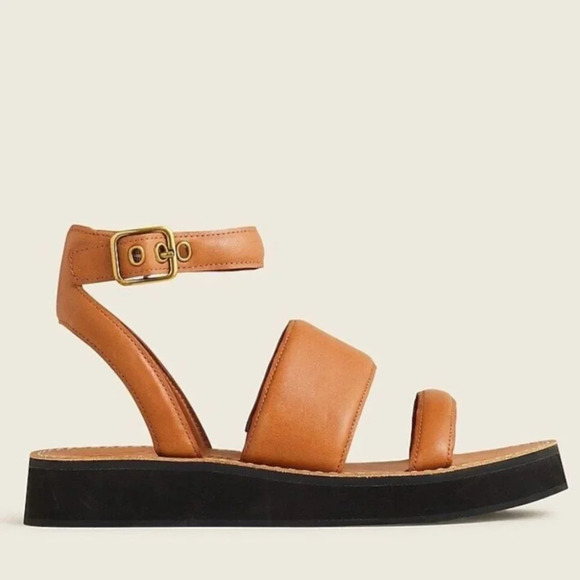 J Crew Mallorca Ankle Strap Brown Platform Heels Sandals Shoes 8 - Picture 4 of 11